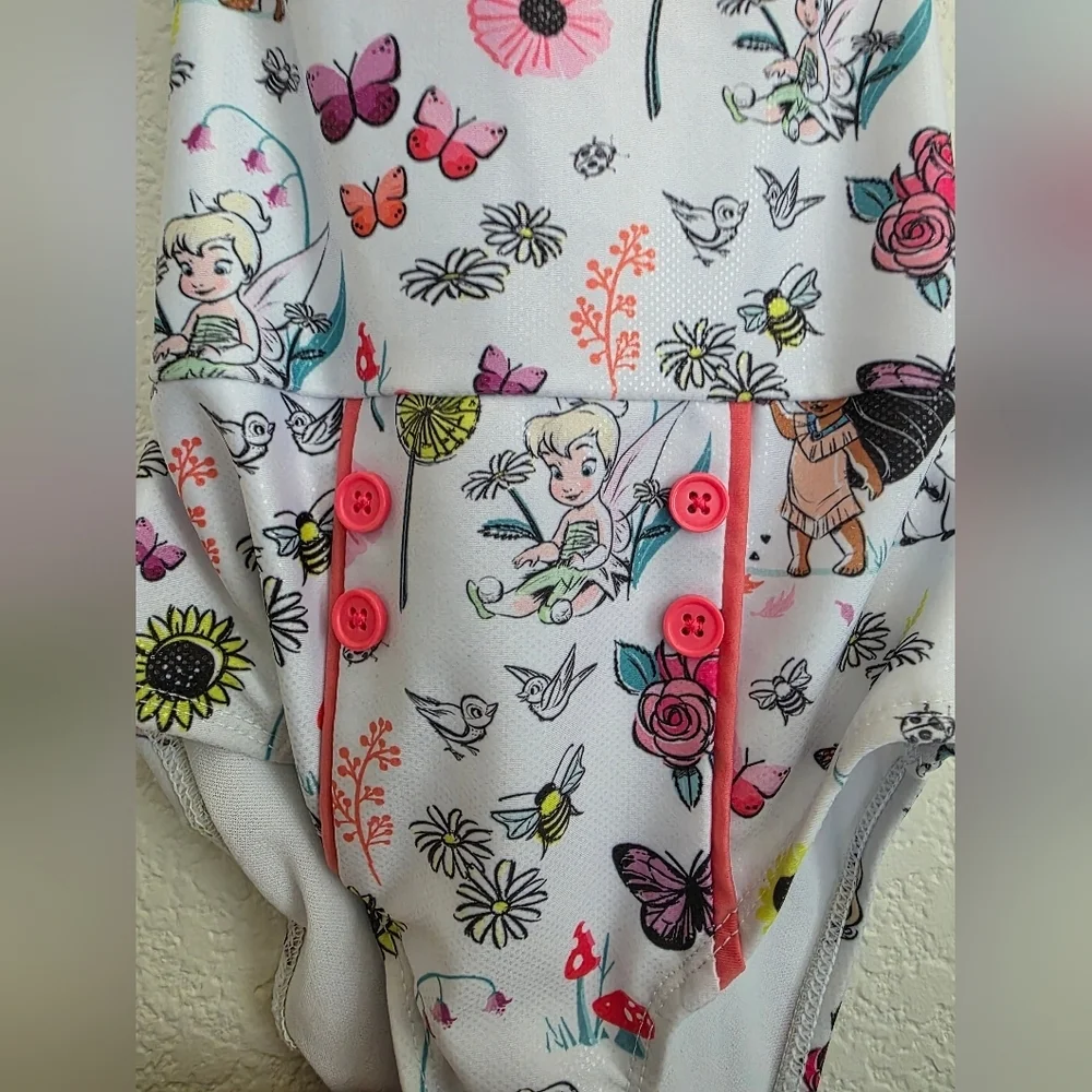 Authentic Disney Animators Collection Kids Swim One Piece - White and Pink